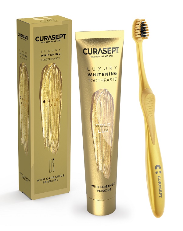 CURASEPT GOLD LUXURY WHITENING DENTIFRICIO 75 ML + SPAZZOLINO - FarmaLucia