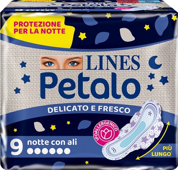 LINES PETALO BLU ASSORBENTE NOTTE 9 PEZZI - FarmaLucia