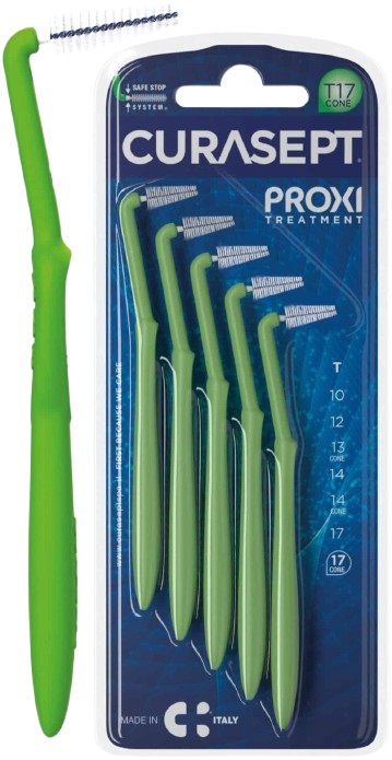 SCOVOLINO CURASEPT PROXI ANGLE MISURA T17 CONICO ISO 5 VERDE DIAMETRO 1,7 MM 5 PEZZI - FarmaLucia