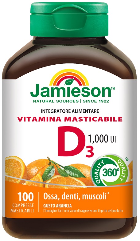 JAMIESON VITAMINA D MASTICABILE ARANCIA 100 COMPRESSE - FarmaLucia