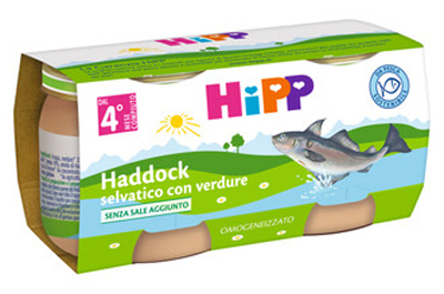 HIPP OMOGENEIZZATO DI FILETTI DI HADDOCK SELVATICO CON VERDURE 2X80 G - FarmaLucia