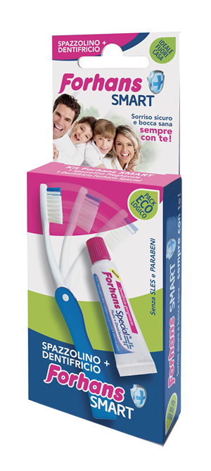 FORHANS SMART KIT IGIENE ORALE SPAZZOLINO PIEGHEVOLE + DENTIFRICIO 12 ML - FarmaLucia