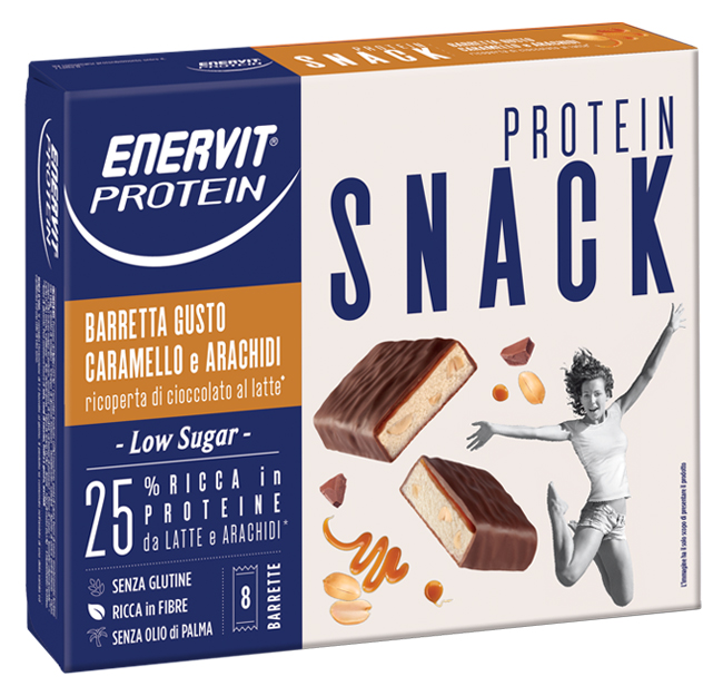 ENERVIT PROTEIN SNACK CARAMELLO ARACHIDI LOW SUGAR 8 BARRETTE 31 G - FarmaLucia