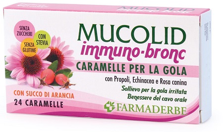 MUCOLID BRONC IMMUNO 24 CARAMELLE GUSTO ARANCIA - FarmaLucia