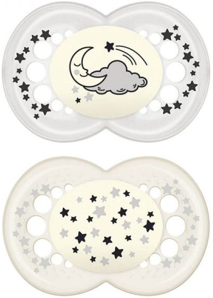 MAM SUCCHIETTO ORIGINAL NIGHT 6+ MESI SILICONE NEUTRO 2 PEZZI - FarmaLucia