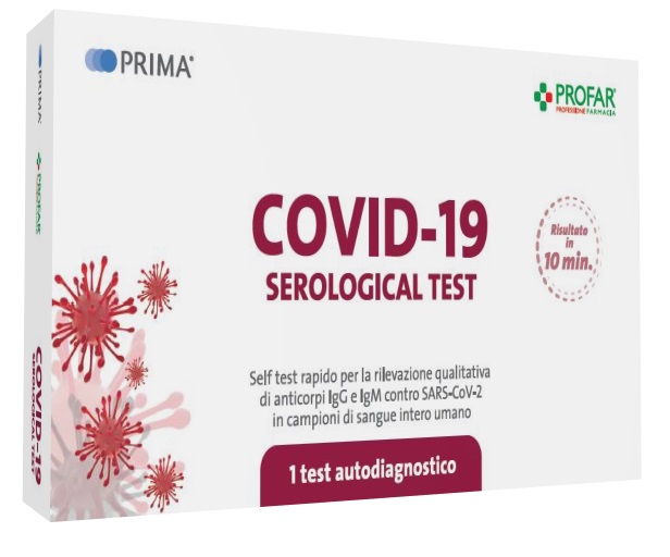 TEST SIEROLOGICO RAPIDO COVID-19 PROFAR PRIMA AUTODIAGNOSTICO DETERMINAZIONE QUALITATIVA ANTICORPI IGG/IGM ANTI SARS-COV-2 NEL SANGUE MEDIANTE IMMUNOCROMATOGRAFIA - FarmaLucia