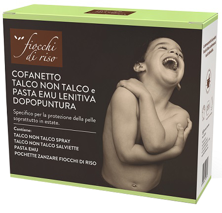 FIOCCHI DI RISO COFANETTO ZANZARE TALCO + PASTA EMU + TALCO NON TALCO SALVIETTE - FarmaLucia