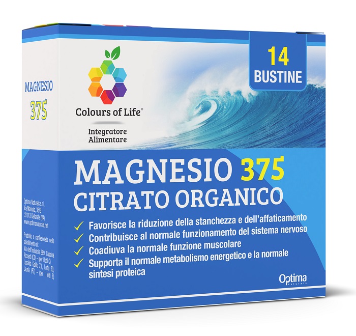 COLOURS OF LIFE MAGNESIO 375 CITRATO ORGANICO 14 BUSTINE DA 4 G - FarmaLucia