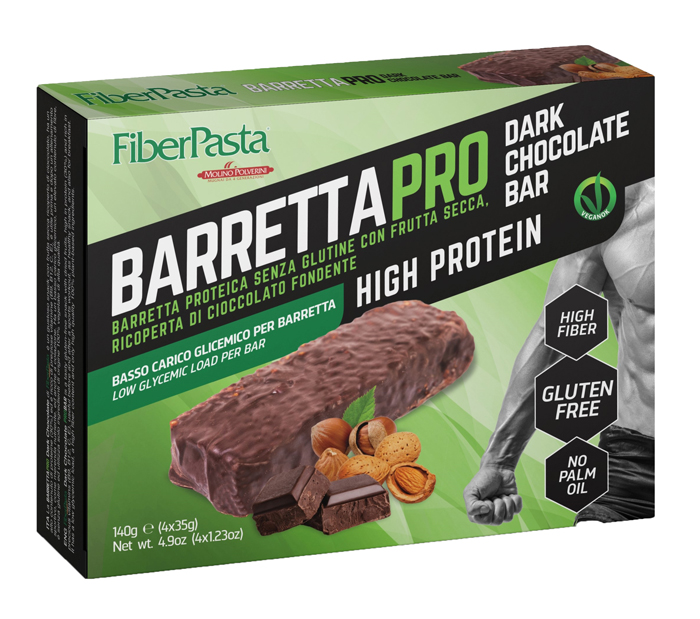 FIBERPASTA BARRETTA PROT DARK CHOCOLATE 4X35 G - FarmaLucia