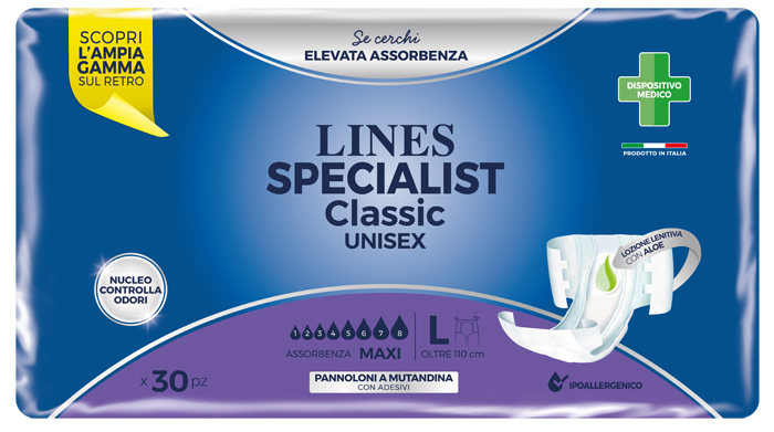 LINES SPECIALIST CLASSIC PANNOLONE MUTANDA MAXI LARGE 30 PEZZI - FarmaLucia