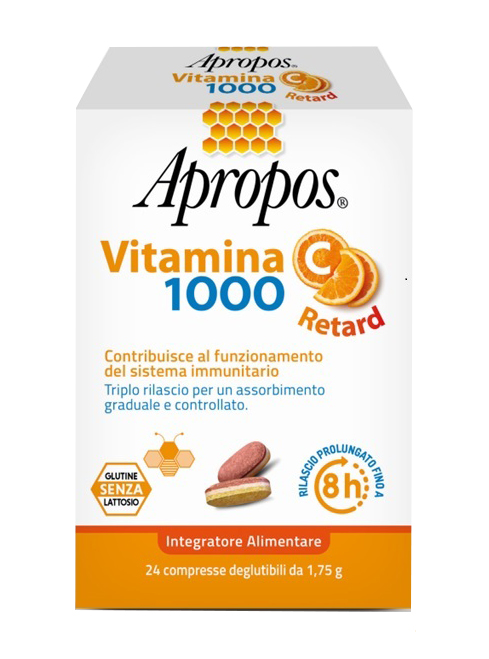 APROPOS VITAMINA C 1000 A RILASCIO PROLUNGATO 24 COMPRESSE DEGLUTIBILI - FarmaLucia