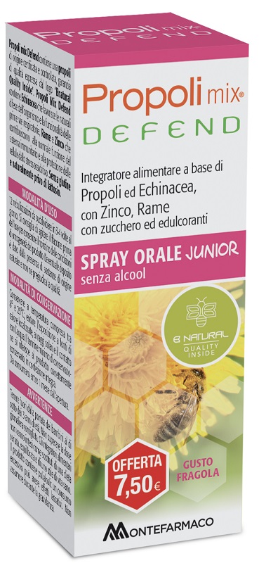 PROPOLI MIX DEFEND SPRAY ORALE JUNIOR ANALCOLICO 30 ML GUSTO FRAGOLA - FarmaLucia