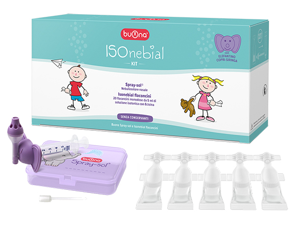 ISONEBIAL KIT PULIZIA CAVITA' NASALI 20 FLACONCINI MONODOSE 5 ML + SIRINGA LUER LOCK SOFT-JECK + AGO CANNULA + NEBULIZZATORE SPRAY - FarmaLucia