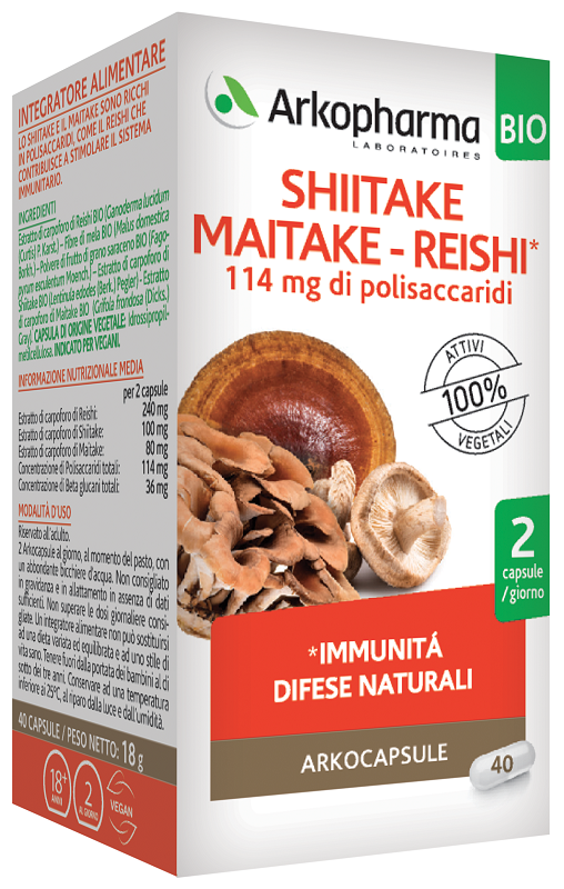 ARKOCAPSULE SHIITAKE MAITAKE REISHI BIO 40 CAPSULE - FarmaLucia