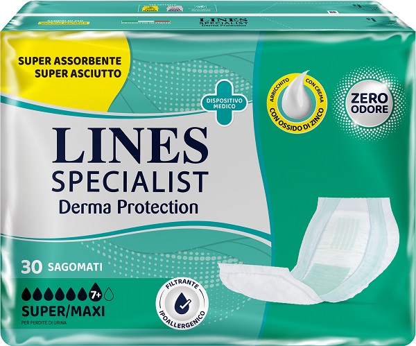 PANNOLONE PER INCONTINENZA LINES SPECIALIST DERMA SAGOMATO SUPER+ 30 PEZZI - FarmaLucia
