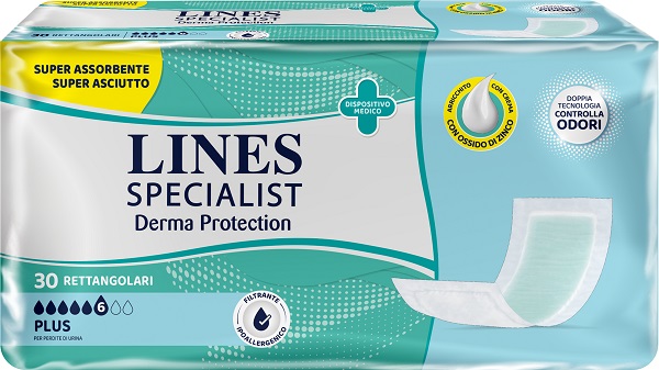 PANNOLONE PER INCONTINENZA LINES SPECIALIST DERMA RETTANGOLARE 30 PEZZI - FarmaLucia